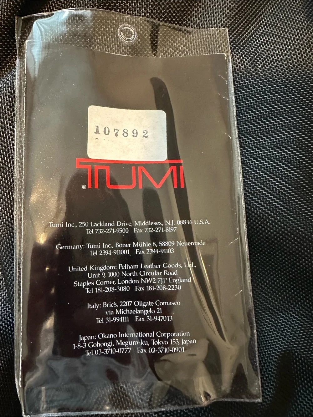 Tumi Black Travel Garment Bag with Dual Front Pockets and Shoulder Strap